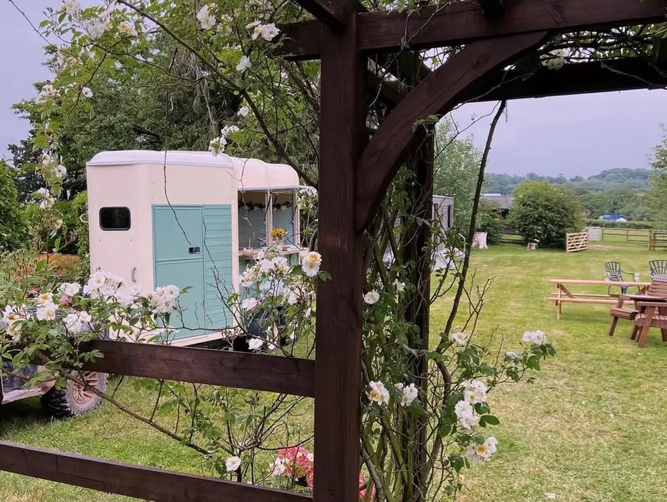 The Cake Tin trailer in a garden